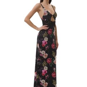 AFRM Black Floral Backless Dress